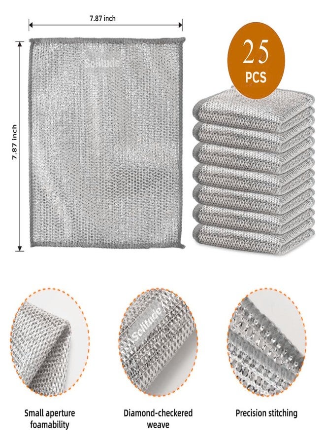 Solitude 25 Pack Non-Scratch Wire Dishcloth, Steel Scrubber for Utensils Cleaning, Multipurpose Wet and Dry Cleaning Dish Wash Cloth Scrubber for Washing Dishes, Sinks, Counters - Image 2